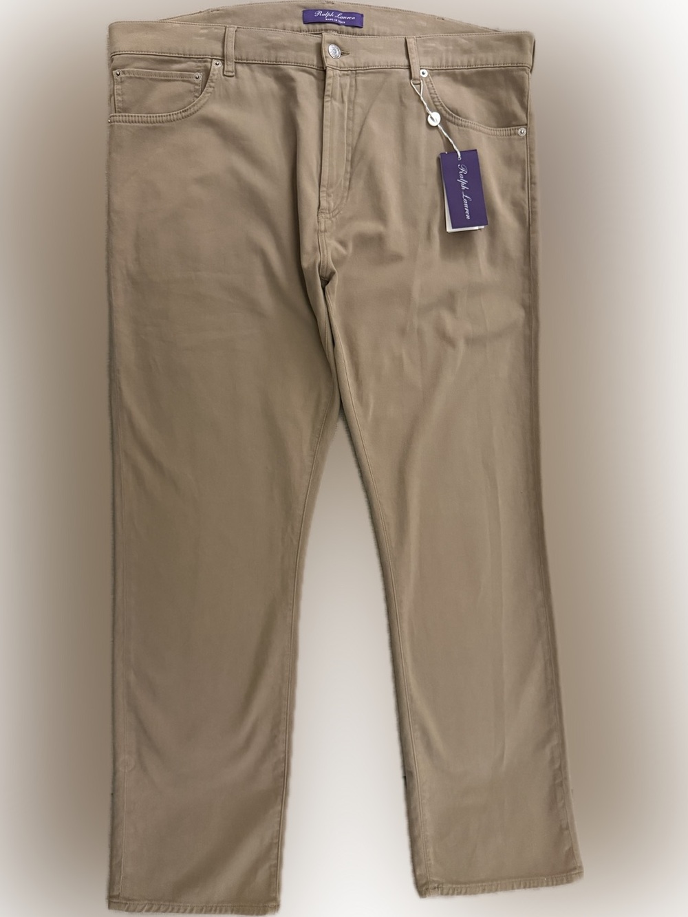 $695 Ralph Lauren Purple Label Men's Tan Twill Cotton 5-Pocket Pants Slim 40x32